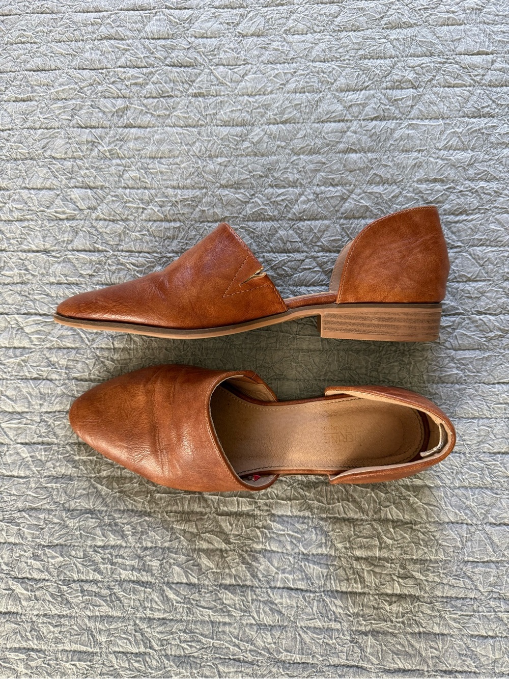 Catherine Malandrino Cognac Leather Pointed-Toe Flats Size 8.5